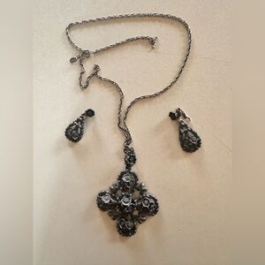 Vintage Jerusalem Crusaders Cross Pendant And Earring Set